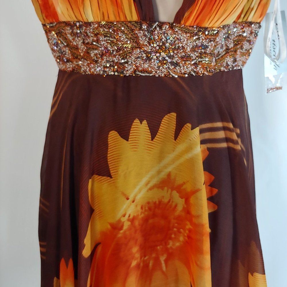 (33) New Priscilla Collection Beaded Floral Sun Dress - Picture 4 of 4